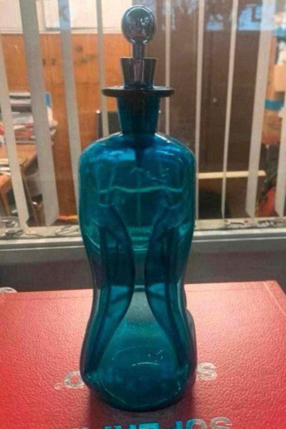 Vaas mooi blauwe flesvaas Holmegaard deuken karaf, Antiek en Kunst, Ophalen of Verzenden