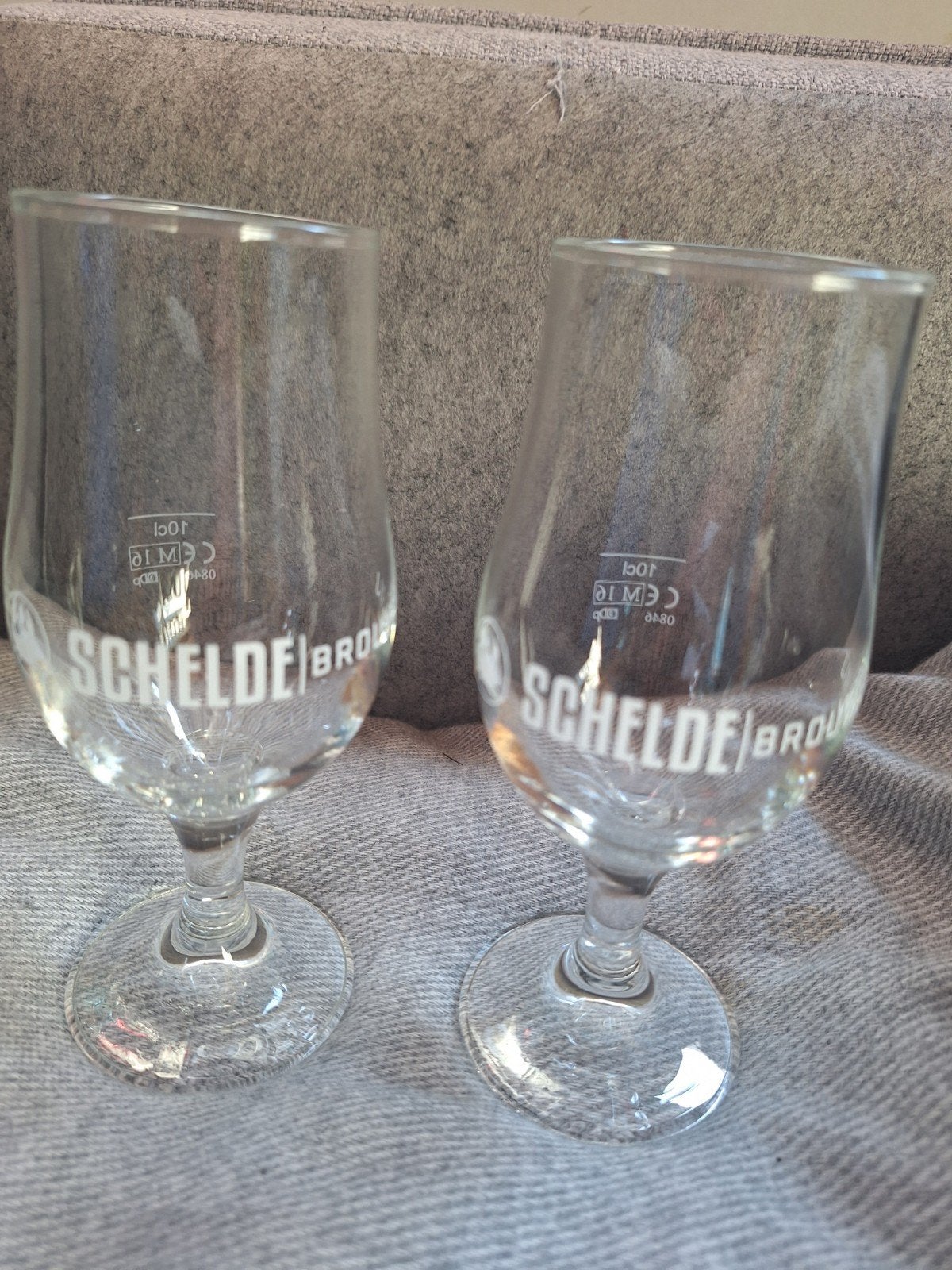 SCHELDE BROUWERIJ glazen 2 stuks, 0,10 cl, Verzamelen, Ophalen of Verzenden, Zo goed als nieuw, Bierglas