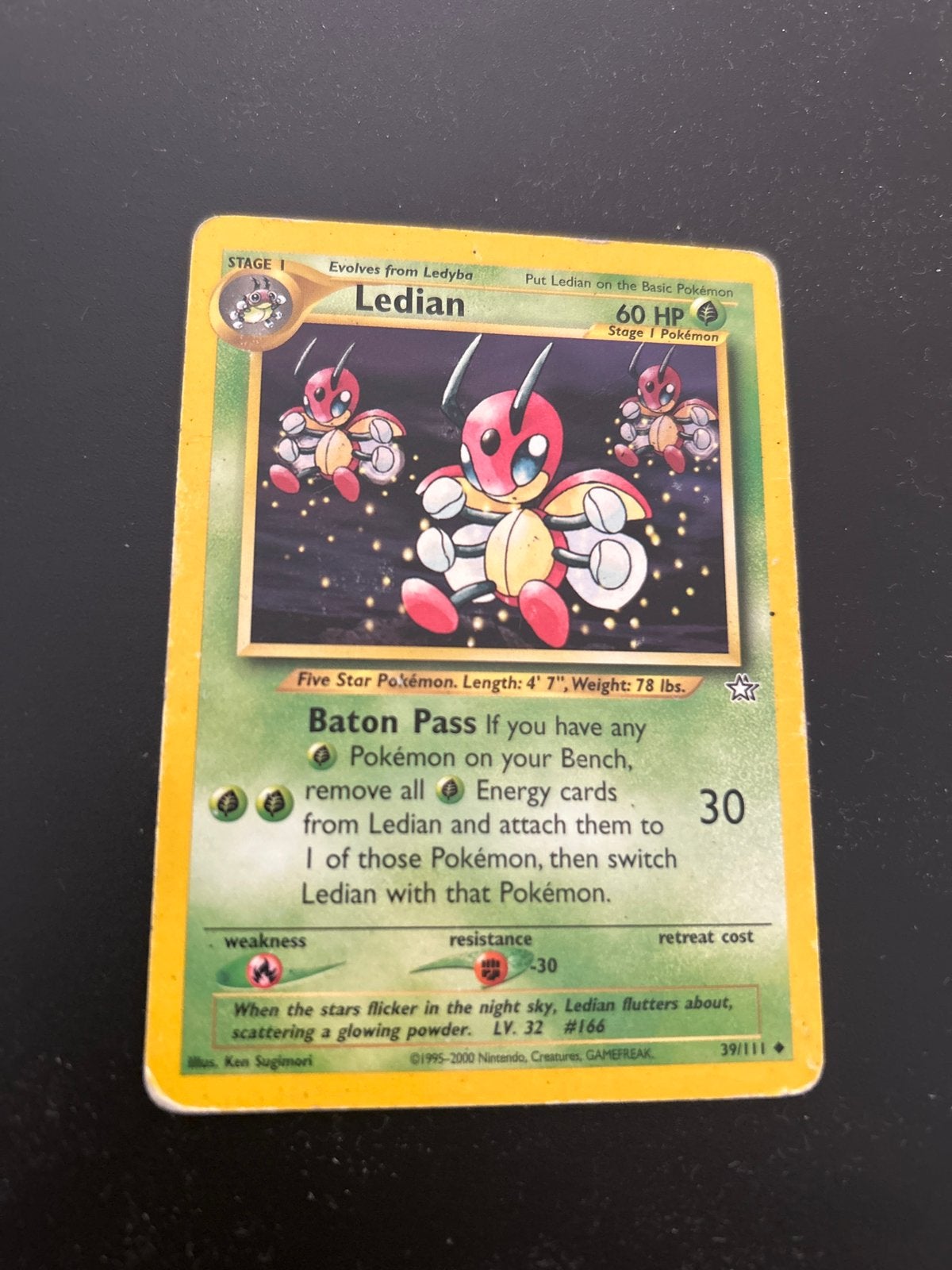 Pokemon kaart Ledian, Ophalen of Verzenden, Gebruikt, Losse kaart