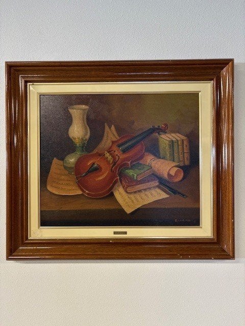 Viool, Antiek en Kunst, Ophalen, Doek, Oud hollands, Bijzondere lijst