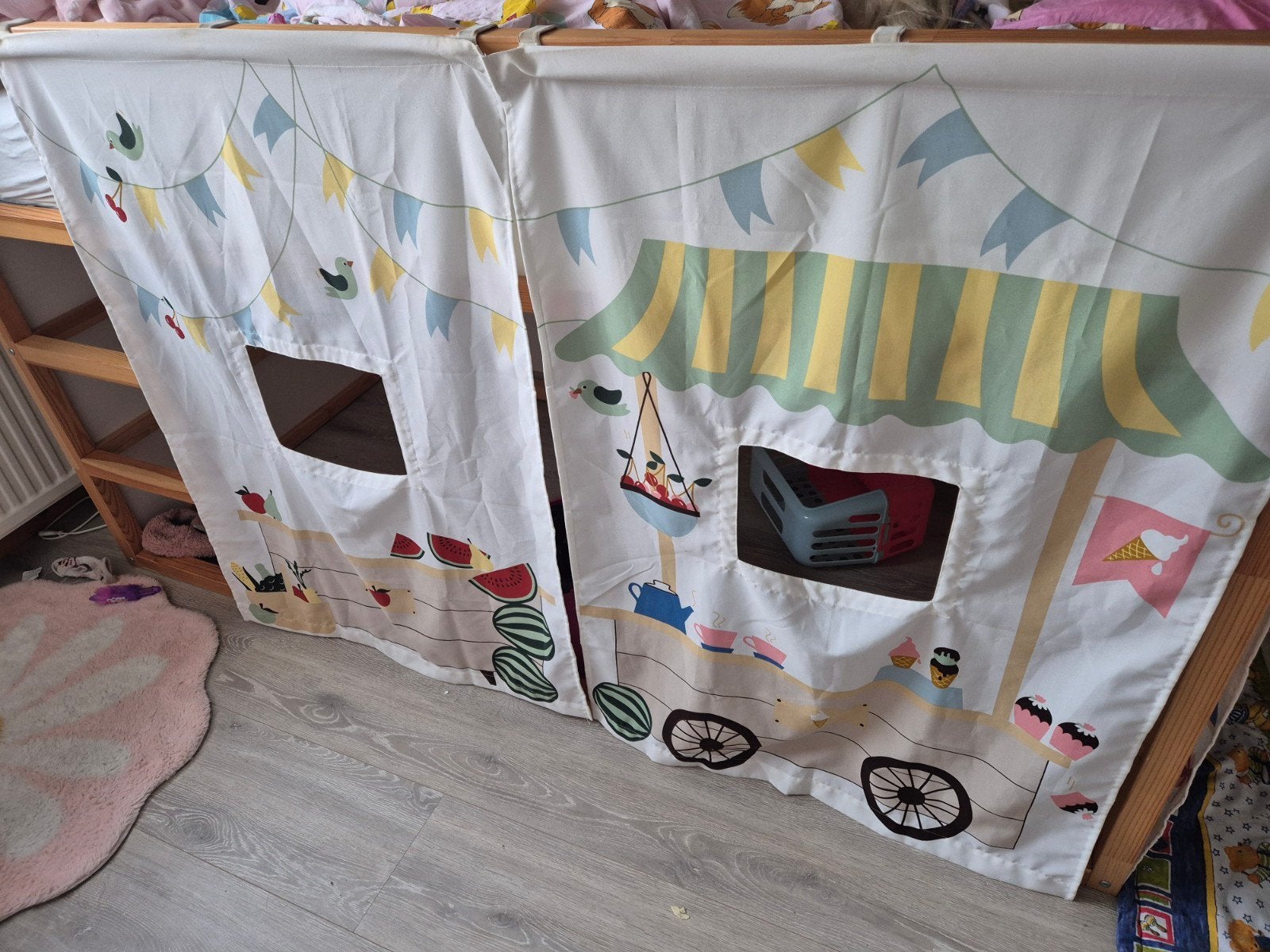 IKEA Kura omkeerbaar bed met gordijntjes en matras, Ophalen, Gebruikt, 90 cm, Eenpersoons