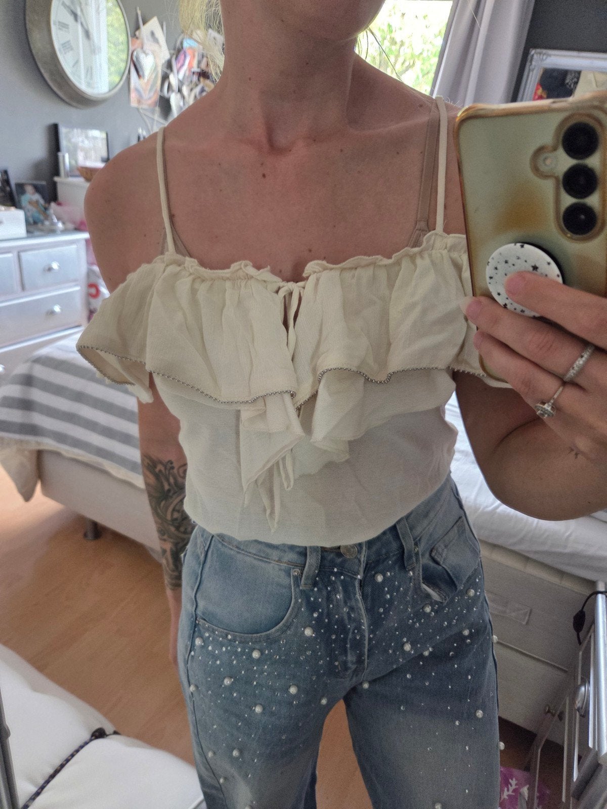 off-shoulder top, Nieuw, Ophalen of Verzenden, Zara, Beige