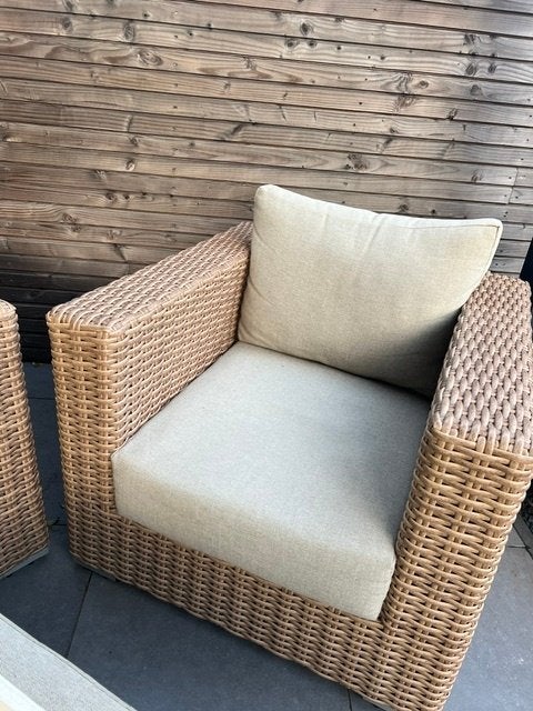 3 x lounge stoelen XXL incl kussens met gratis hocker, Ophalen of Verzenden, Gebruikt, Kunststof