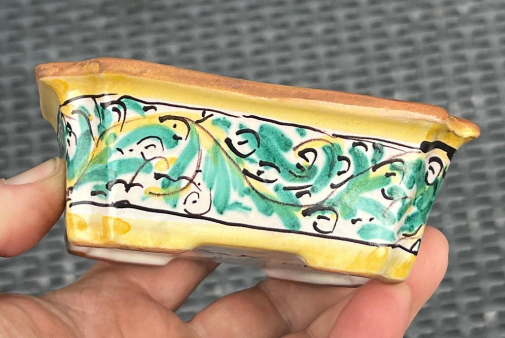 Bonsai schaal handgemaakt Caltagirone-Sicilie-Boria, Ophalen of Verzenden, Zo goed als nieuw, Aardewerk, Rechthoekig