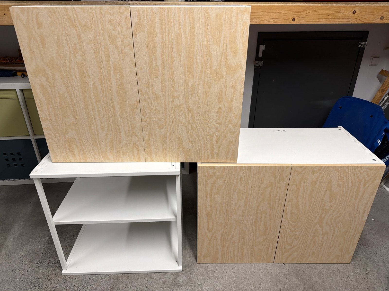 Drie losse IKEA kasten met deuren en open vakken, Ophalen, Gebruikt