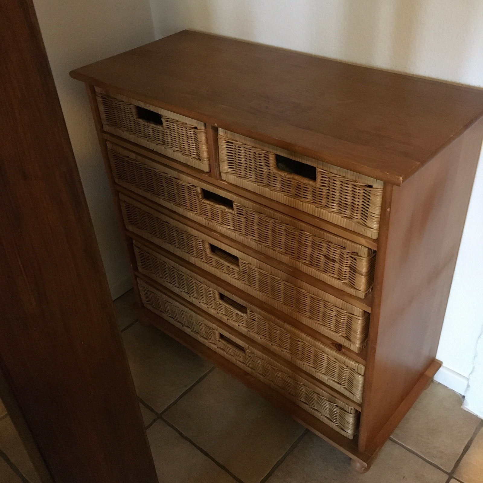 Lade kast met rieten lades, Huis en Inrichting, Kasten | Ladekasten, Ophalen, Gebruikt, 50 tot 100 cm, 3 of 4 laden