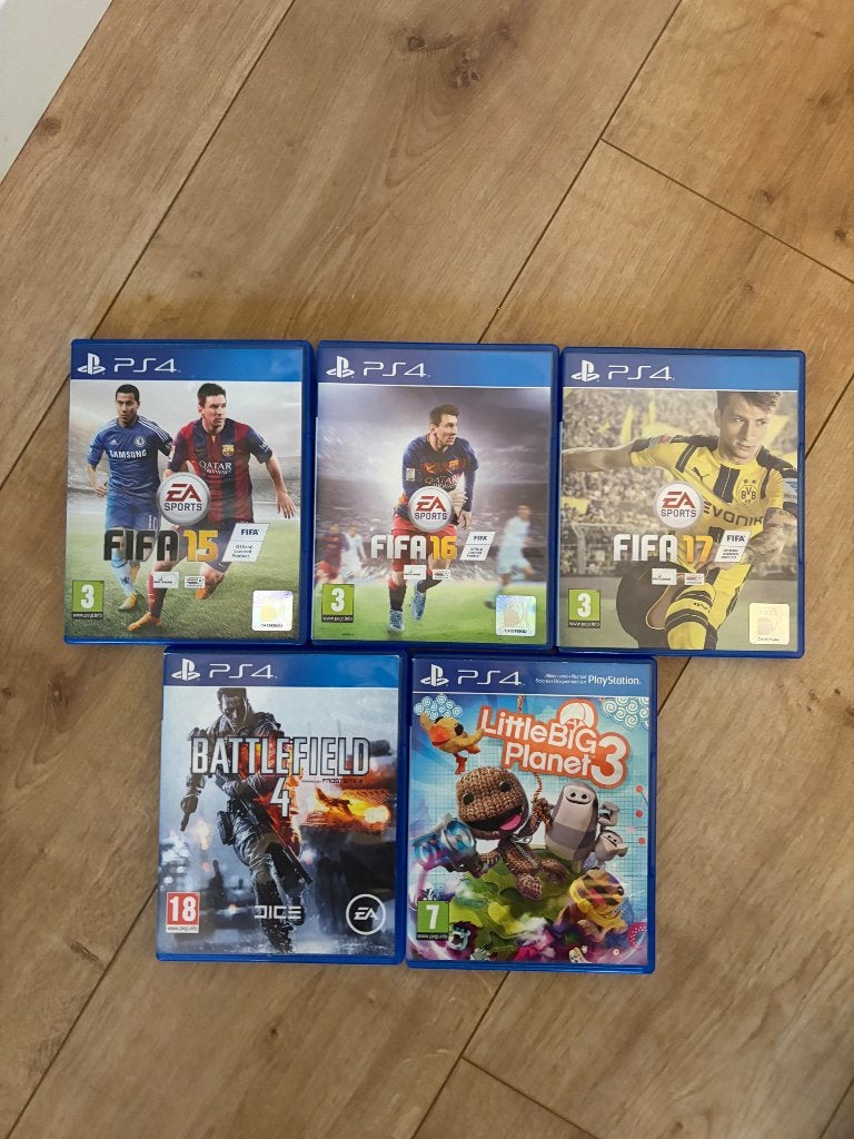 5 PS4-games – FIFA 15, 16, 17, BF 4 en LittleBigPlanet 3, Spelcomputers en Games, Ophalen, 1 speler, Zo goed als nieuw, Vanaf 3 jaar