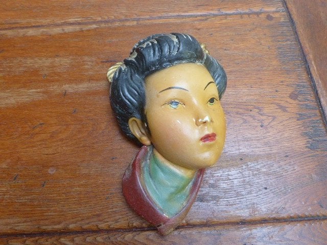 Vintage gipsen wanddecoratie, geisha, Antiek en Kunst, Ophalen of Verzenden