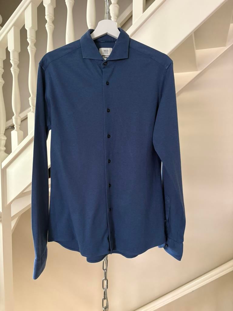 Overhemd blauw merk Eterna maat 39 - 15 1/2, Ophalen of Verzenden, Zo goed als nieuw, Blauw, Halswijdte 39/40 (M)