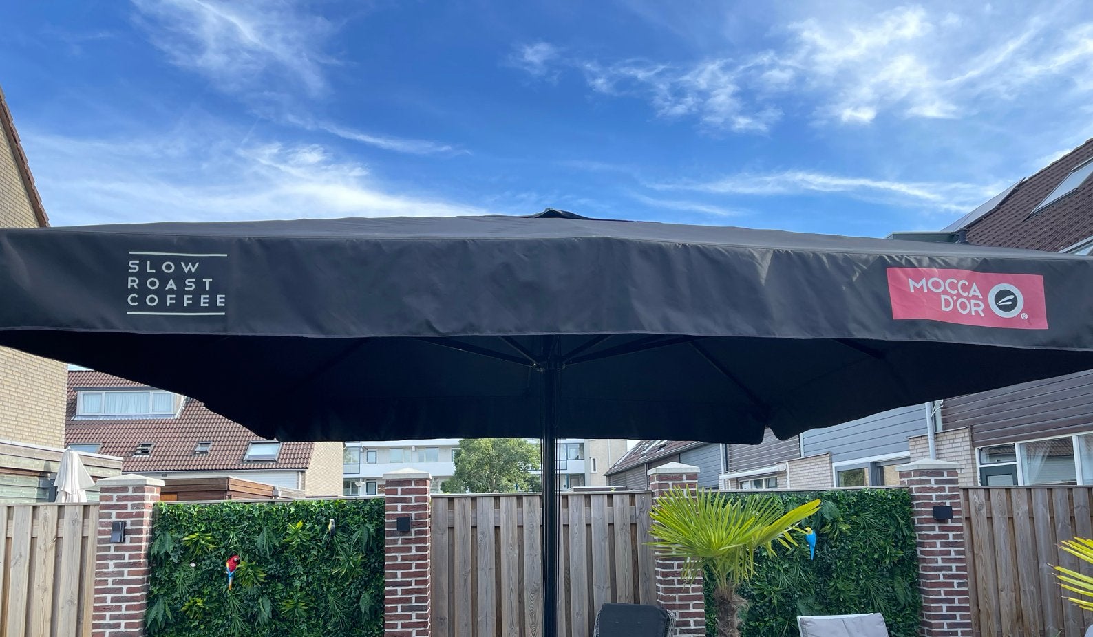 Horeca parasol  Mocca d'Or  3,5 m1, Ophalen of Verzenden, Gebruikt, 2 tot 3 meter, Zweefparasol