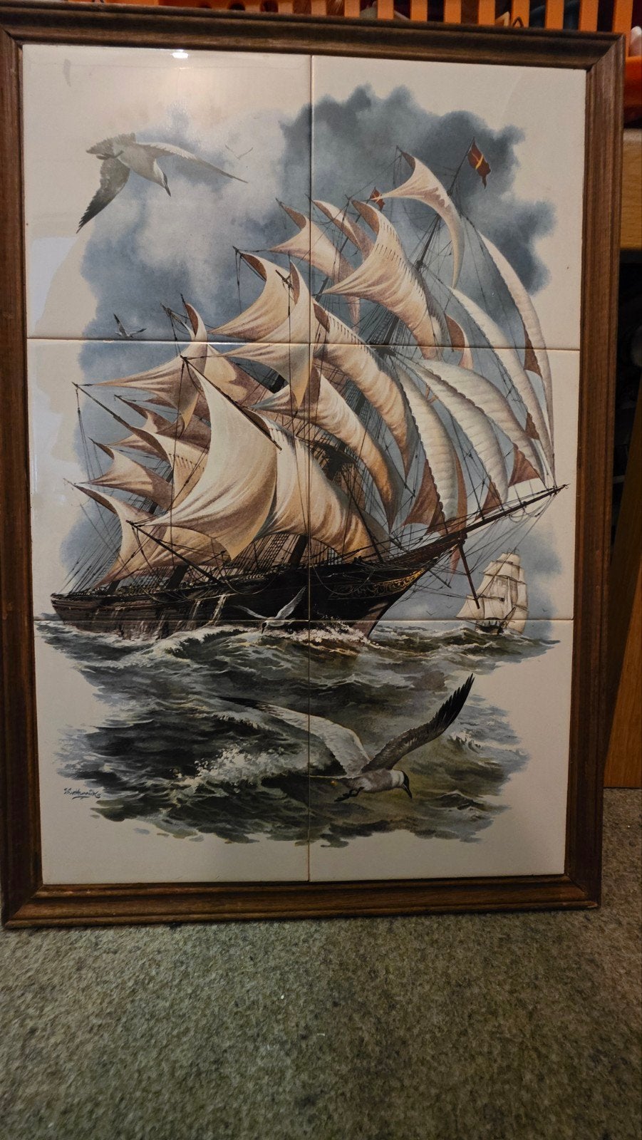 Wanddecoratie scheepjes op tegels, Ophalen