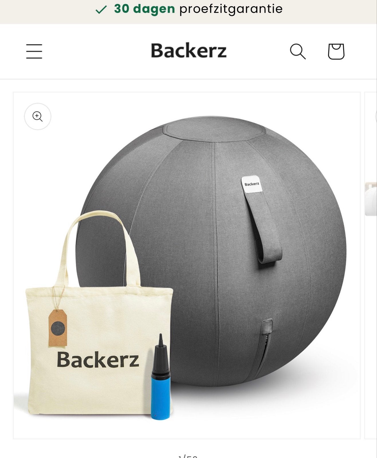 Backerz Ergonomische Zitbal - Donkergrijs - Nieuw in doos, Ophalen of Verzenden, Nieuw