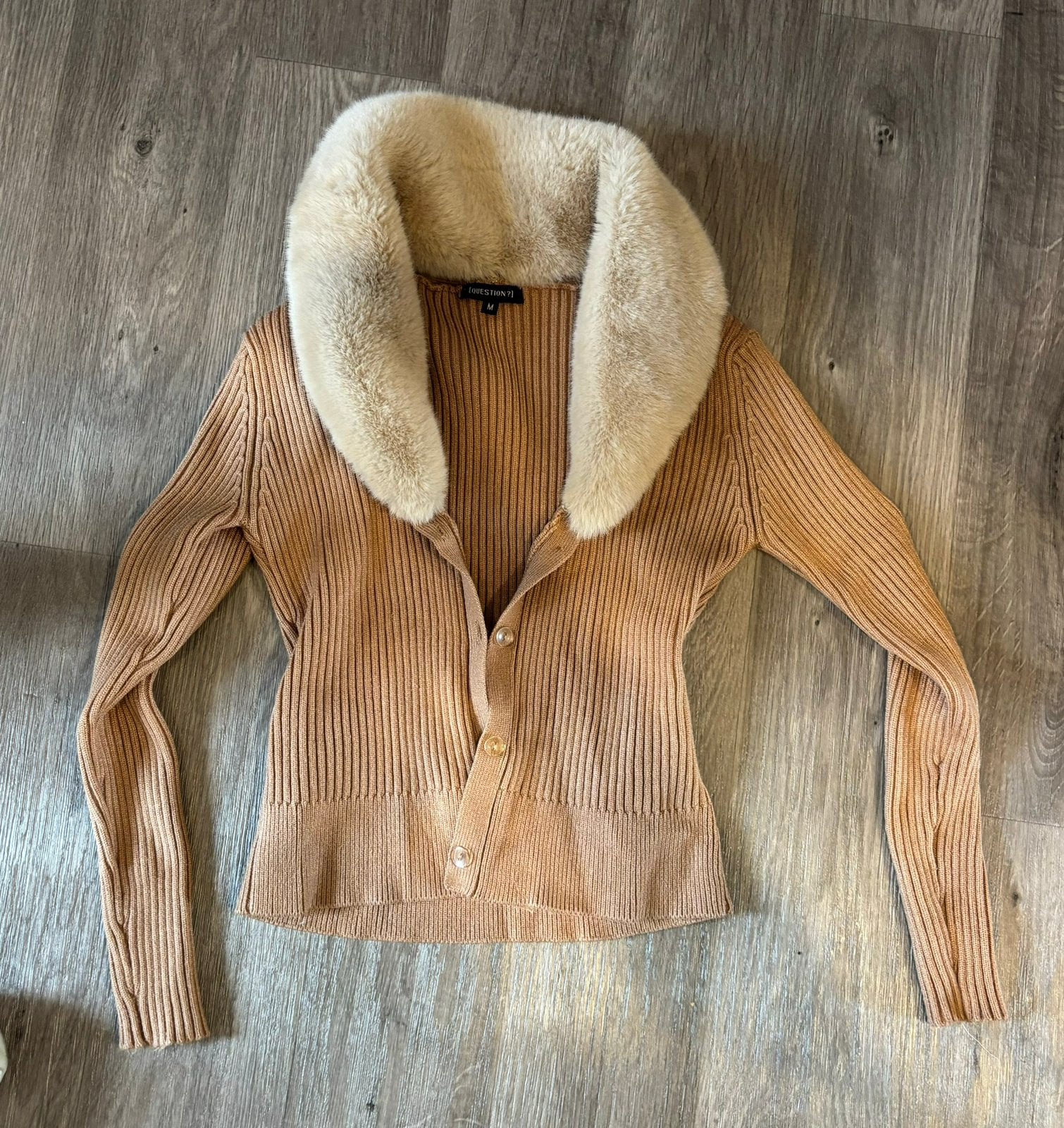 Beige vest met (nep) bontkraag Question, Ophalen of Verzenden, Zo goed als nieuw, Beige