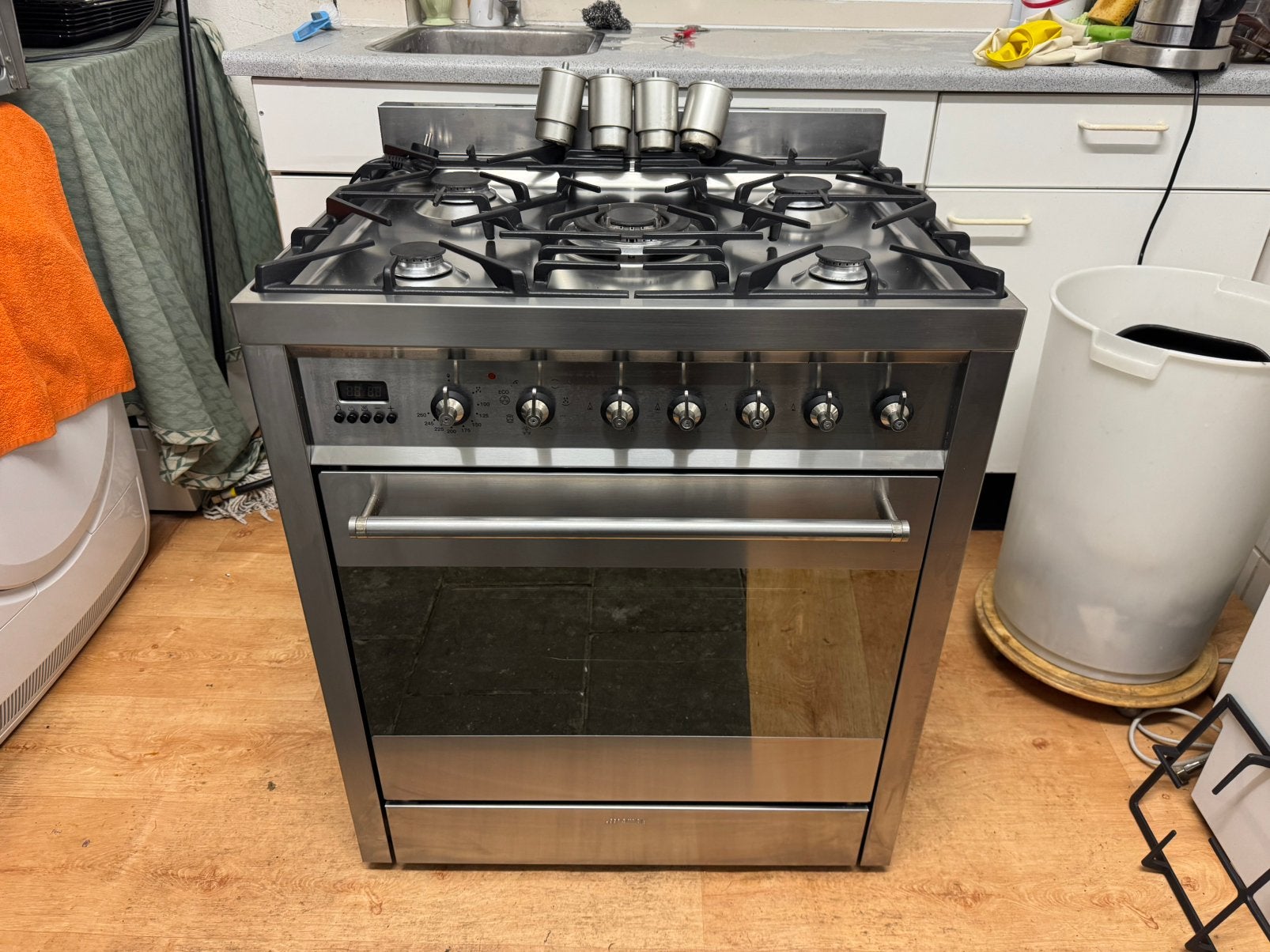 RVS Fornuis | SMEG | 70cm | Schoon | Incl Gasslang, Ophalen, Gebruikt, Smeg, Hete lucht