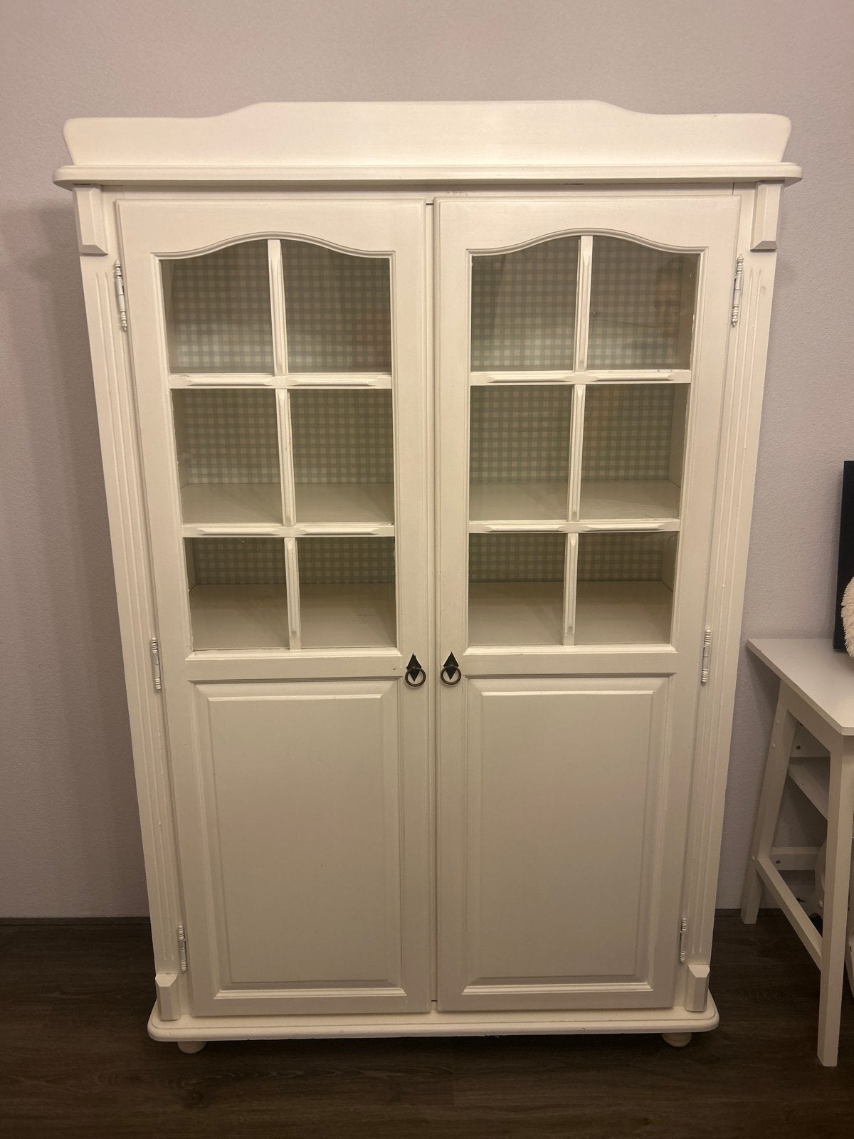 Witte vitrinekast / boekenkast met glazen deuren, Ophalen, Gebruikt, 100 tot 150 cm, 150 tot 200 cm