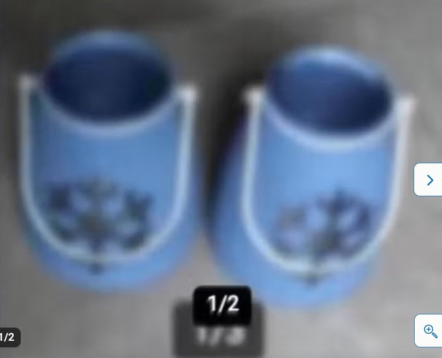 2 glazen windlichten blauw H 15 cm Br 15cm, Windlicht, Blauw, Ophalen of Verzenden, Zo goed als nieuw
