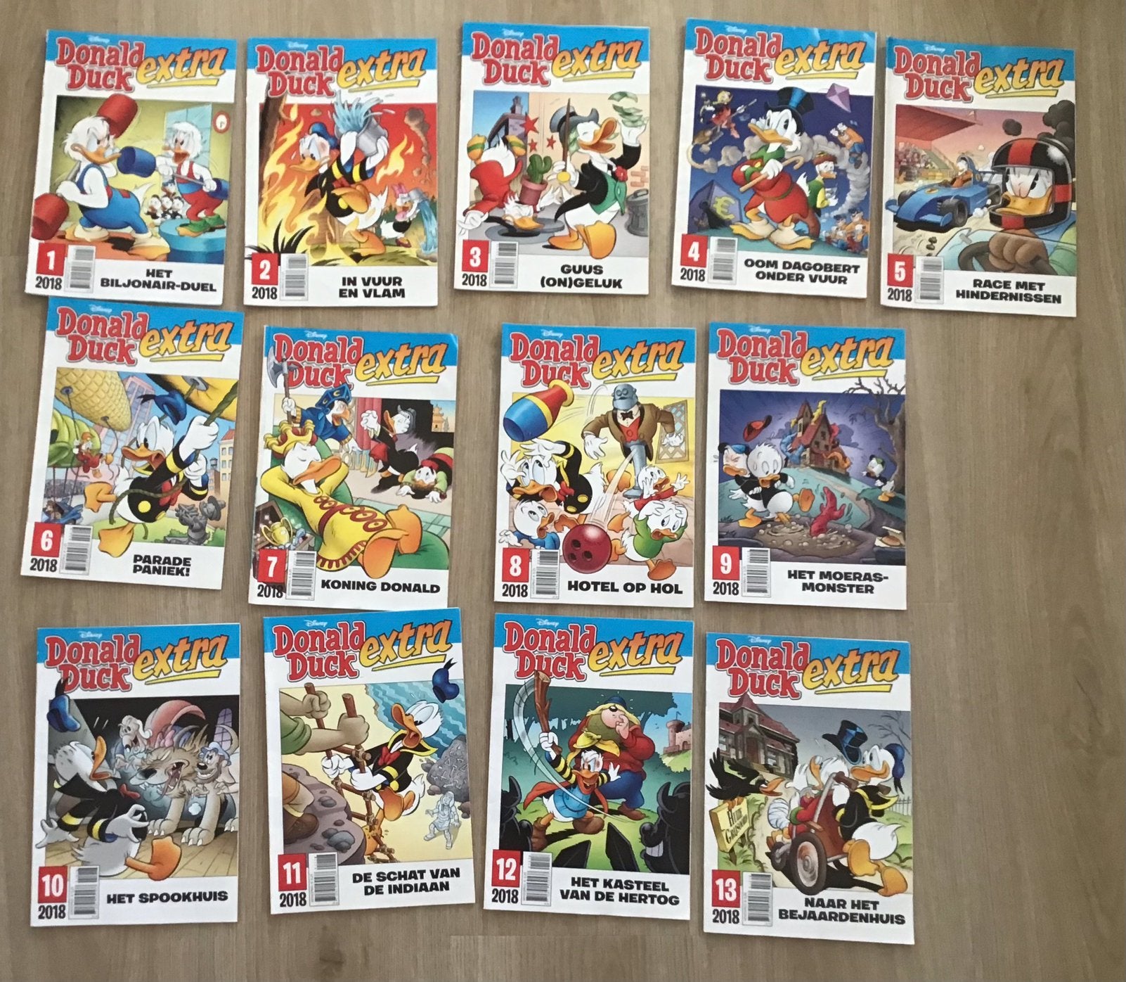 13 Donald Duck Extra tijdschriften uit 2018, Boeken, Ophalen of Verzenden, Zo goed als nieuw, Donald Duck, Meerdere stripboeken