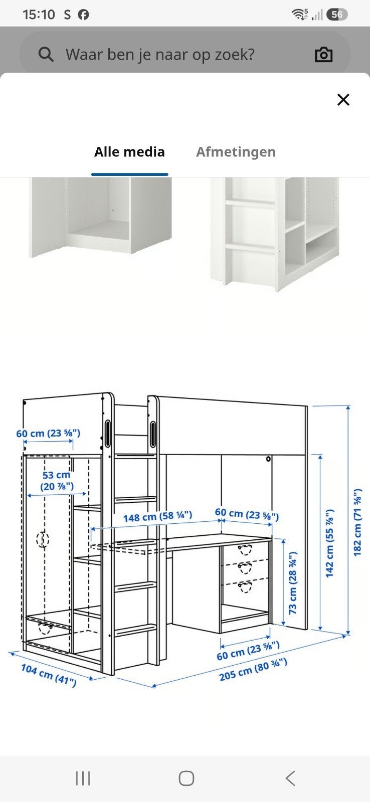 samstad hoogslaper ikea, Ophalen, Hoogslaper