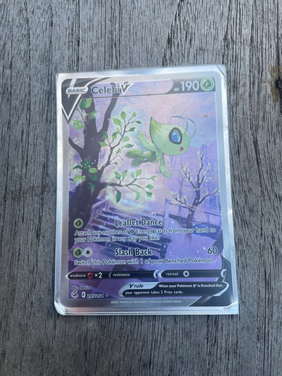 Celebi V Full Art Pokémon Kaart (244/264) - Zo goed als nieu, Ophalen of Verzenden, Zo goed als nieuw, Losse kaart, Foil