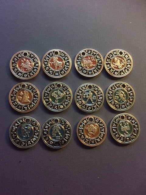 winkelwagenmuntjes Sterrenbeelden bruin/zwart 12x, Ophalen of Verzenden