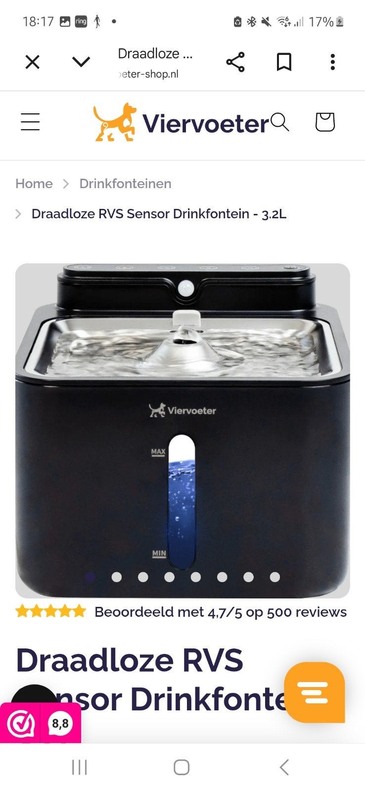 Waterdispenser kat viervoeter, Dieren en Toebehoren, Ophalen of Verzenden