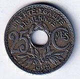 25  cent  1918  Frankrijk. km. 867 a  ( 0,50 euro ), Ophalen of Verzenden, Frankrijk, Losse munt