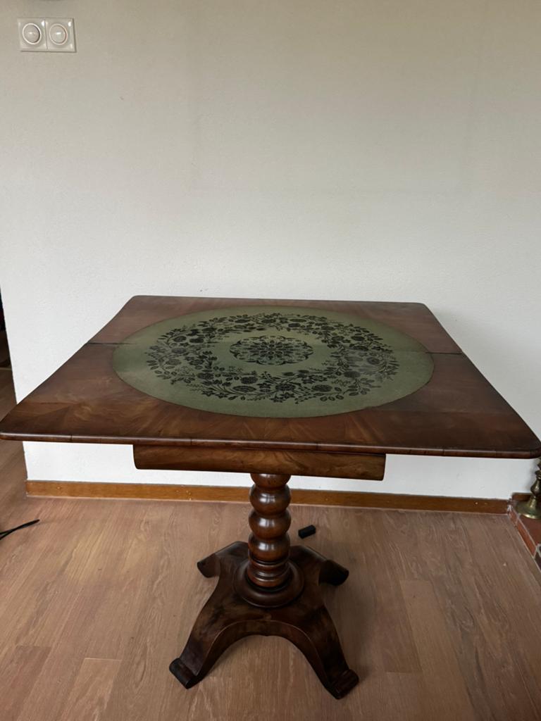 Antieke mahonie houten  bridge speel kaart tafel, Ophalen