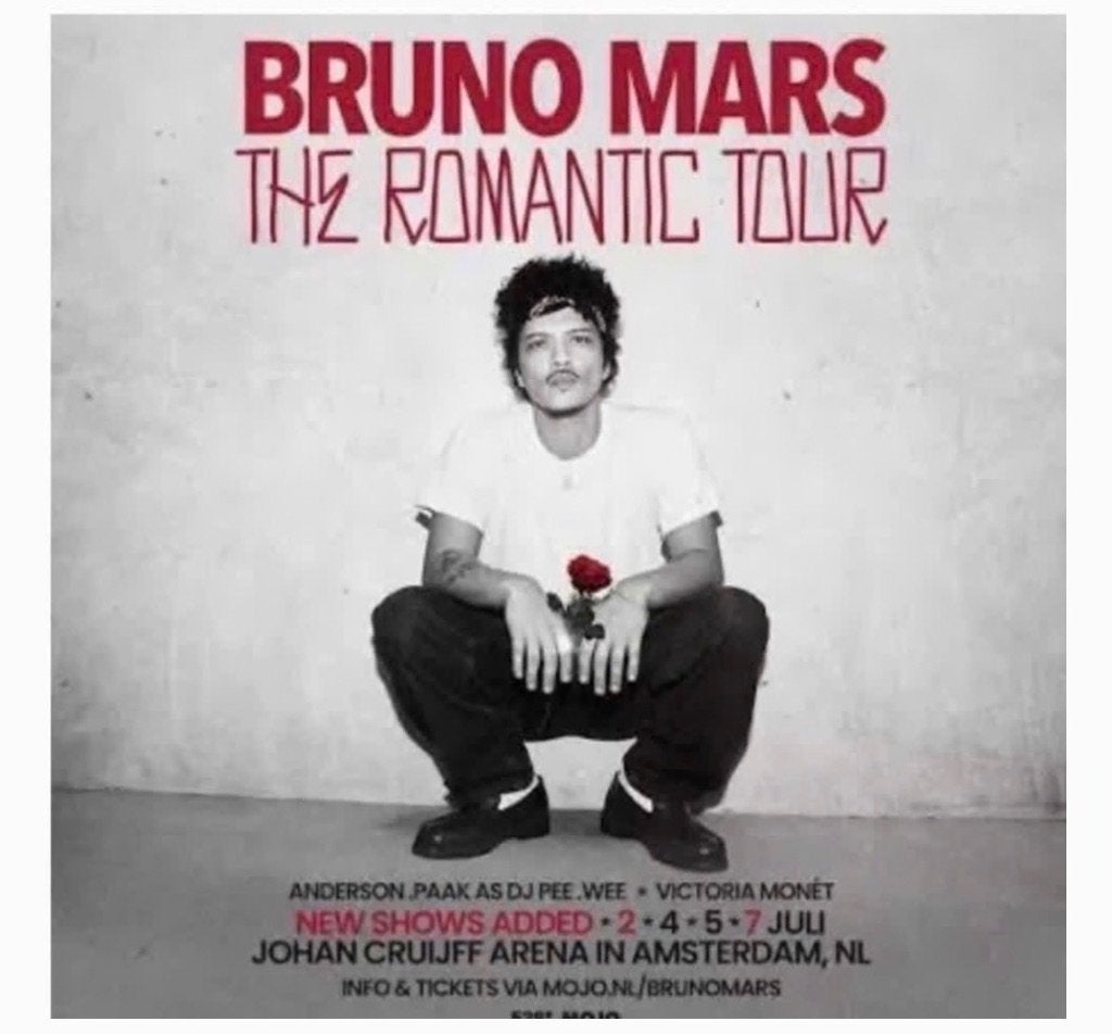 Bruno mars eersterang tickets 2 stuks, Tickets en Kaartjes, Concerten | Pop, Twee personen, Juli