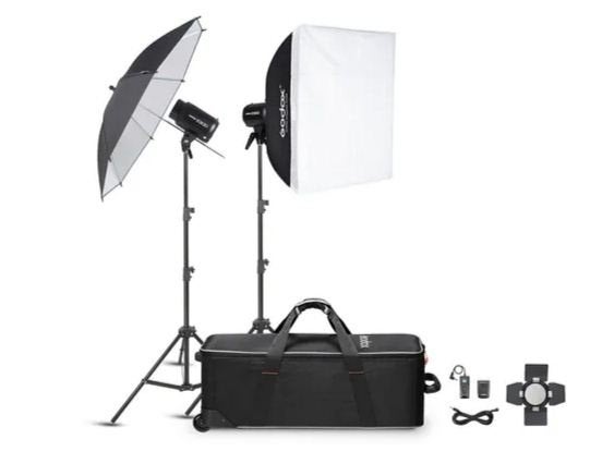 Complete Godox E300F flitsset met Caruba Heavy achtergrond, Ophalen of Verzenden, Zo goed als nieuw, Complete fotostudio