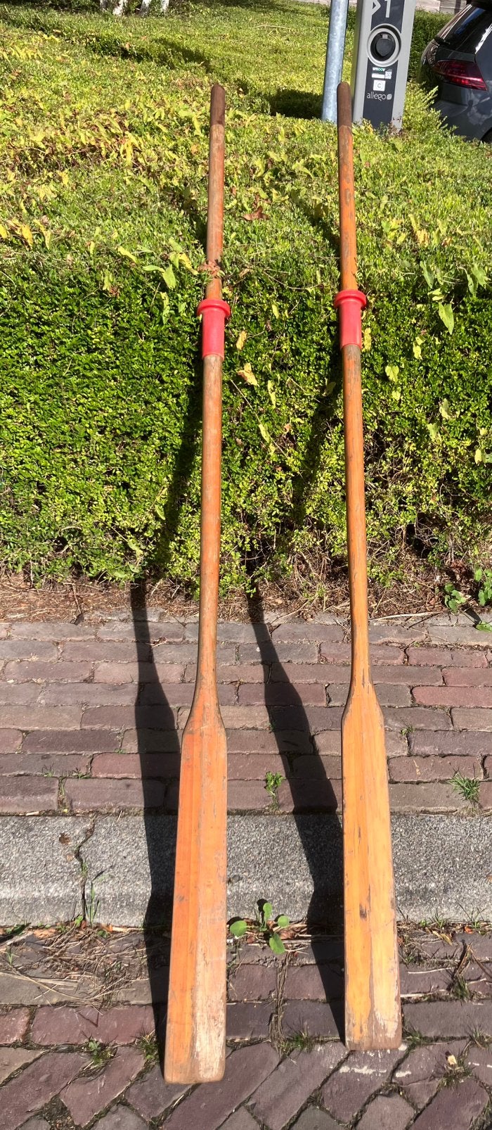 Set van 2 vintage houten paddels roeispanen - 199cm, Ophalen, Gebruikt