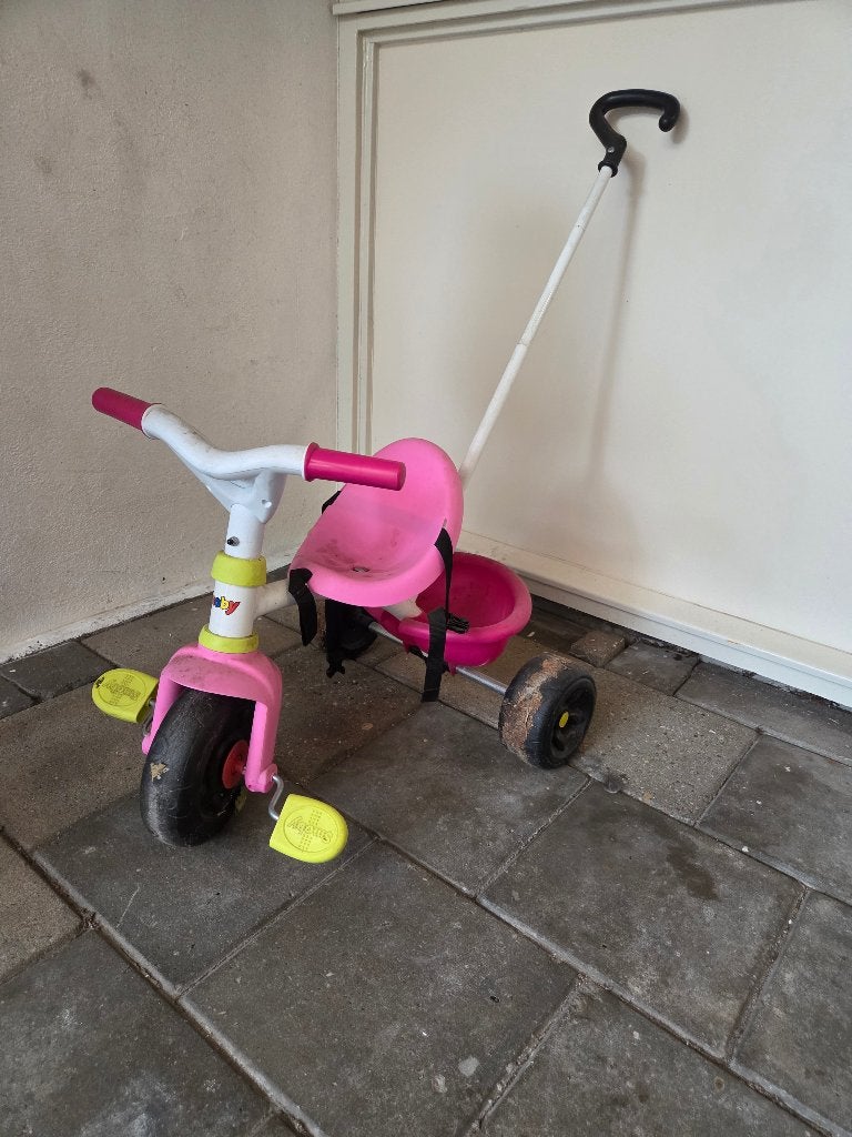 Smoby driewieler met kiepbak, Ophalen, Gebruikt, Duwstang
