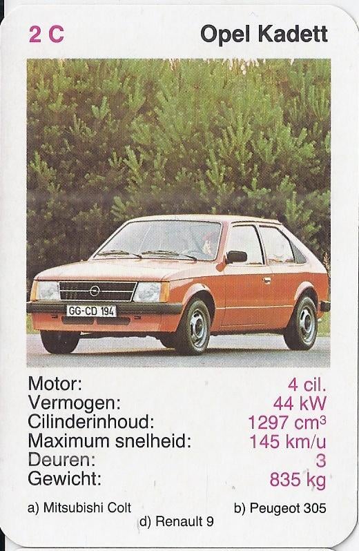 C298 autokaartje 2c - opel kadett, Verzenden, Zo goed als nieuw, Auto's