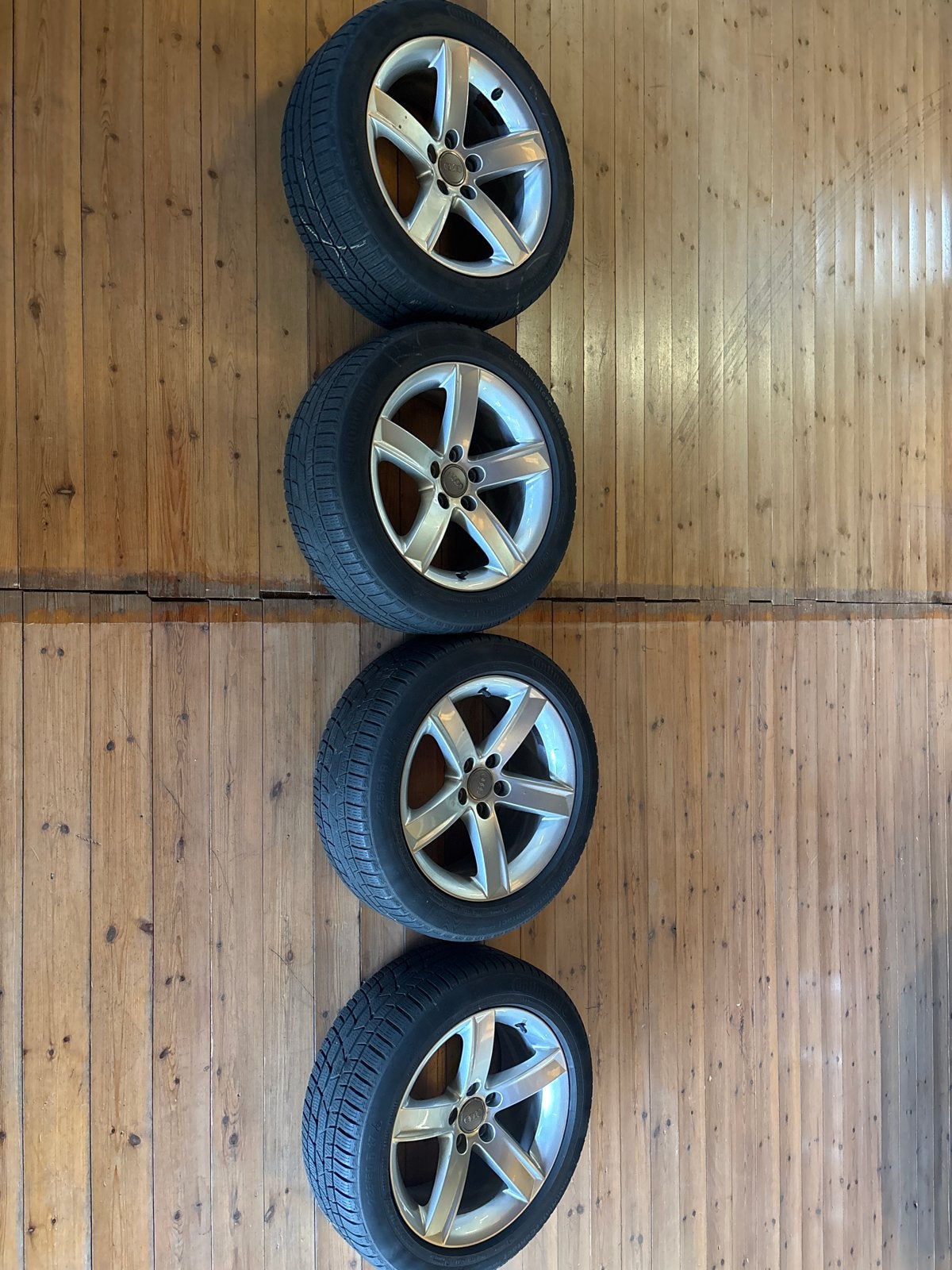Audi 17 inch velgen met Continental winterbanden, Ophalen, Gebruikt, Banden en Velgen, 17 inch