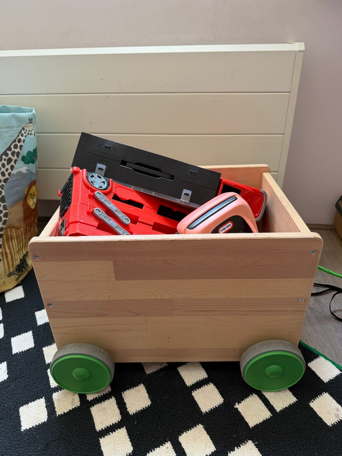 Ikea houten speelgoedkist op wielen, Ophalen, Gebruikt, Jongen of Meisje