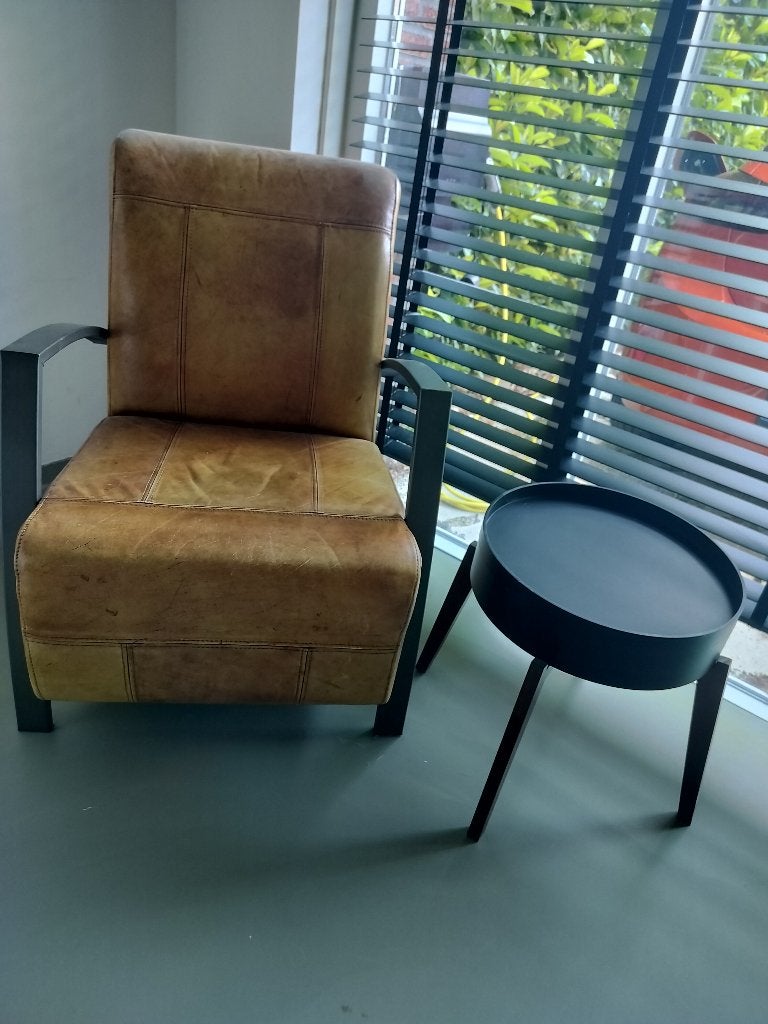 Leren stoel, Huis en Inrichting, Ophalen, Gebruikt, 75 tot 100 cm, Leer