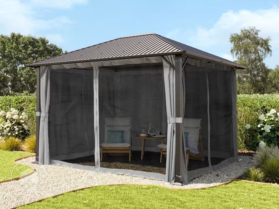 Tuinpaviljoen, 3x3,65m Stalen dak, 100% weerbestendig, 600€, Tuin en Terras, Overkappingen, Ophalen, Zo goed als nieuw, Tuinpaviljoen
