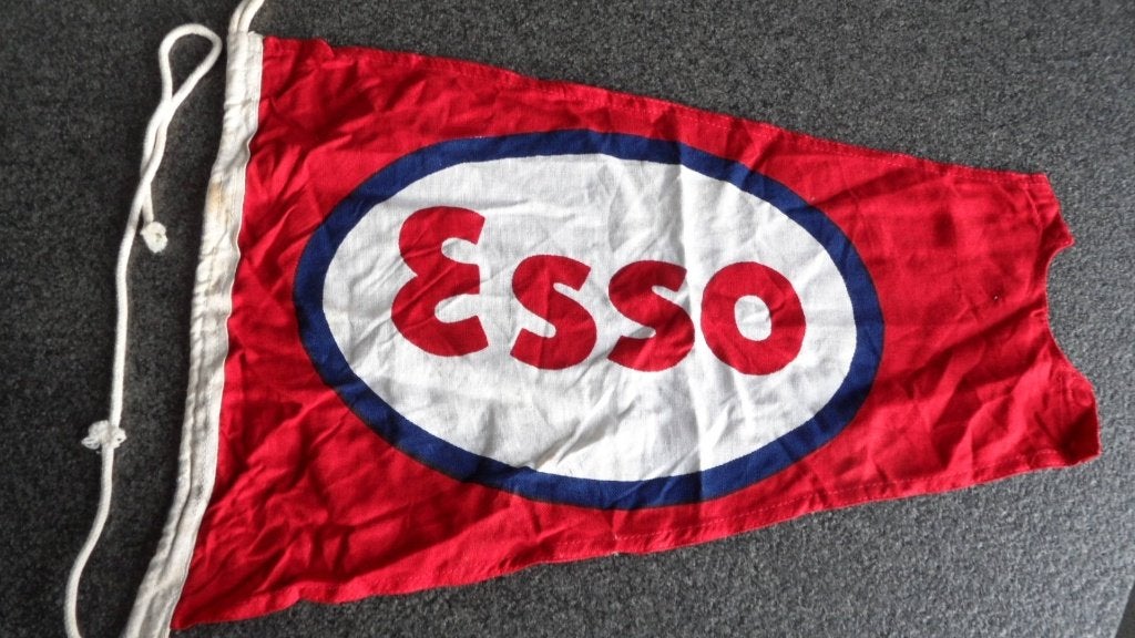Esso motorolie vlag 35 x 50 cm. oude katoen, Verzenden, Gebruikt, Gebruiksvoorwerp