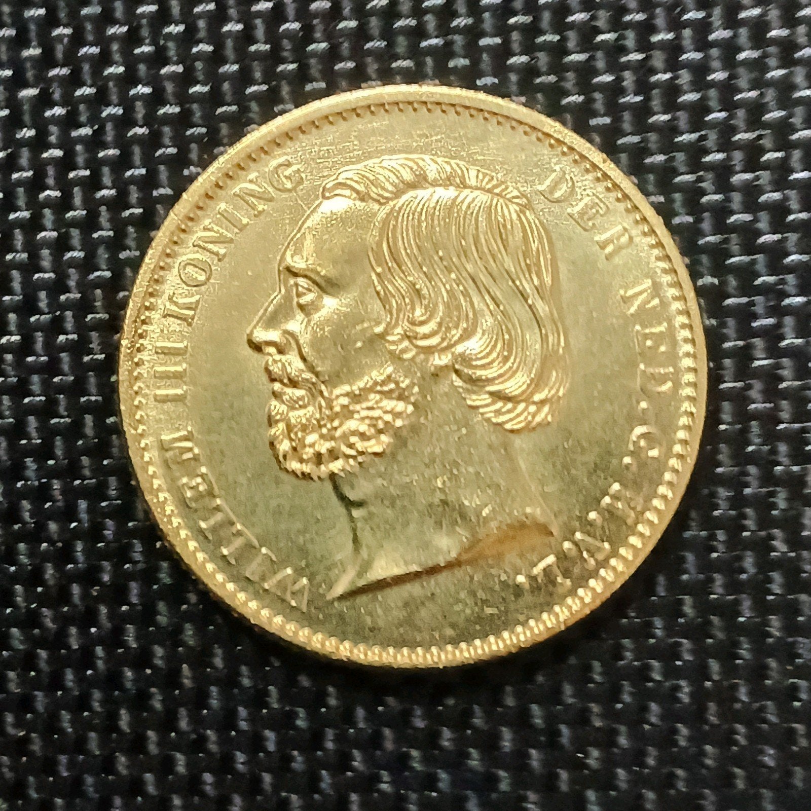 Goud vergulding naslag 20 Gulden Munt Koning Willem III(1853, Koning Willem III, Verzenden, Losse munt, Goud