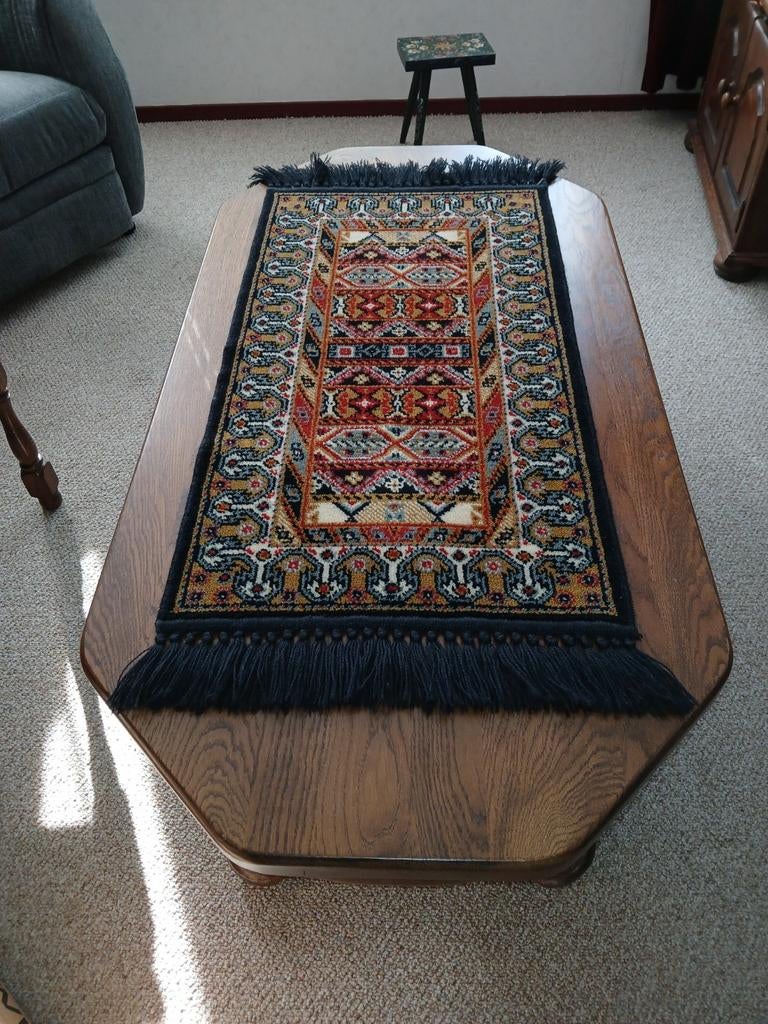 Vintage tafelkleed/lopertje met Perzisch motief, Minder dan 50 cm, Zo goed als nieuw, Rechthoekig, 50 tot 100 cm