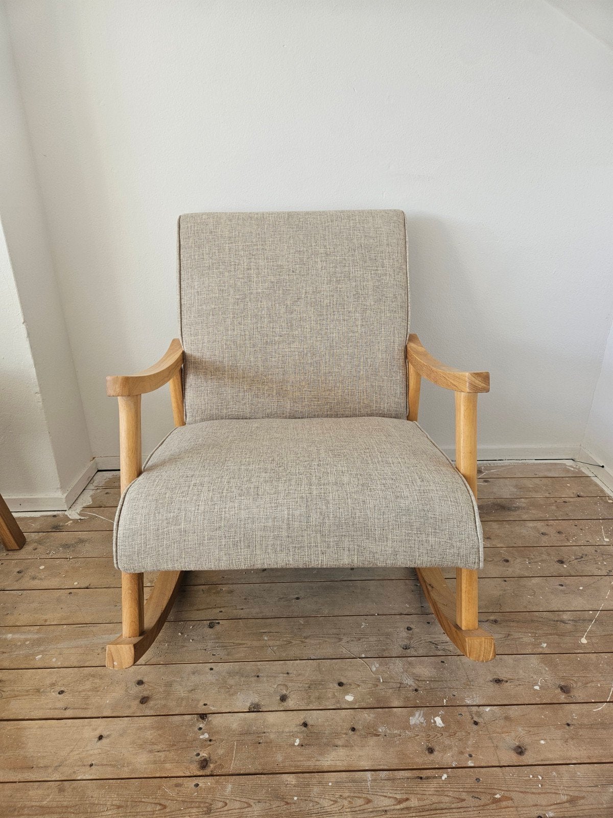 Comfortabele Schommelstoel - Beige Stof & Houten Frame, Ophalen, Hout, Overige kleuren, Eén