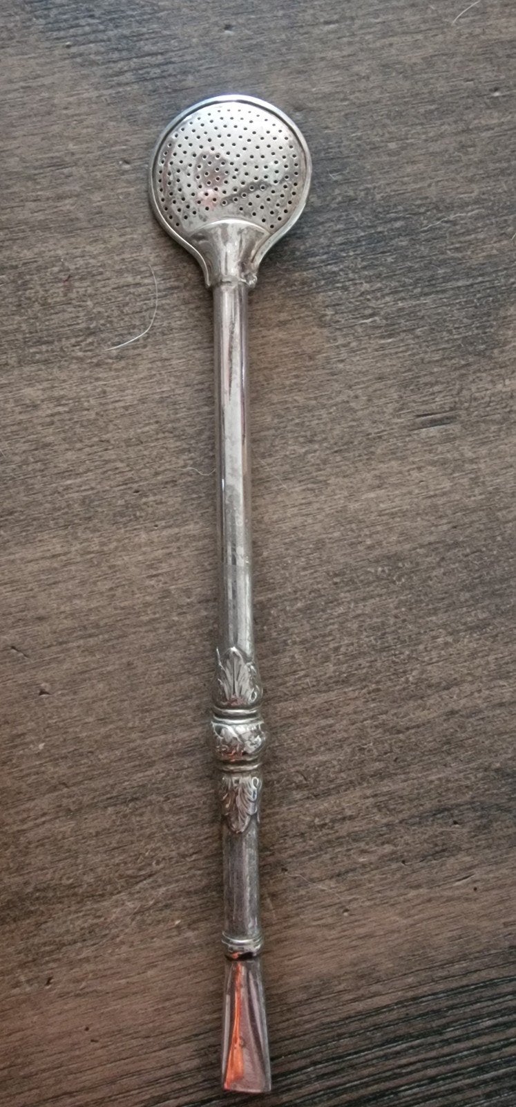 Antieke verzilverde bombilla voor Yerba Mate, Ophalen of Verzenden