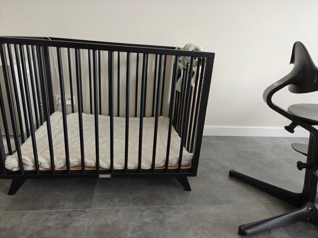 Bopita Retro Box Mat Zwart 78x99x78 - In hoogte verstelbaar, Kinderen en Baby's, Boxen, Ophalen, Gebruikt, Rechthoekig, In hoogte verstelbaar