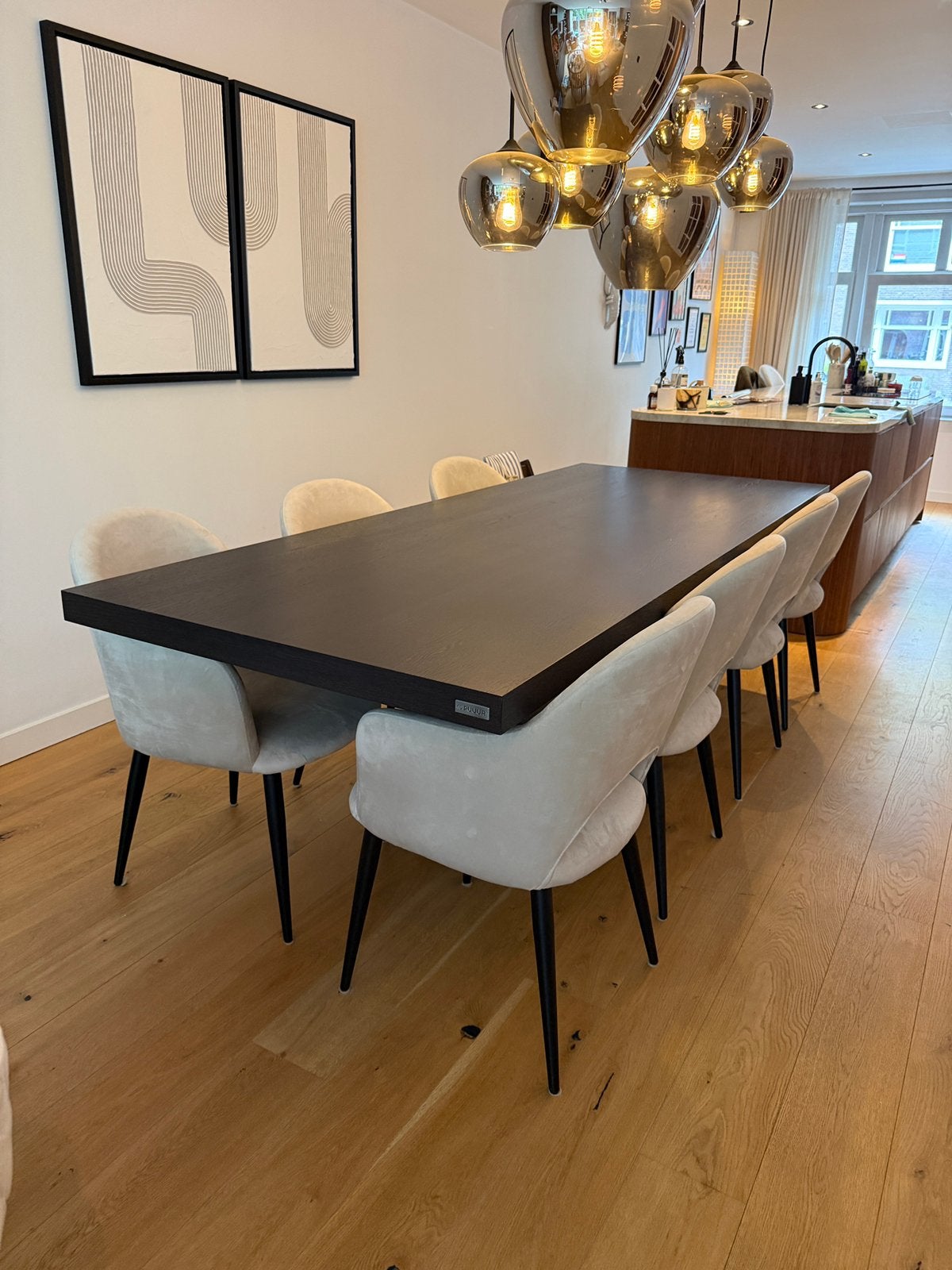 PUUUR Eettafel Eiken Wengé Beits (250x100cm), Ophalen, Eikenhout, 200 cm of meer, 50 tot 100 cm