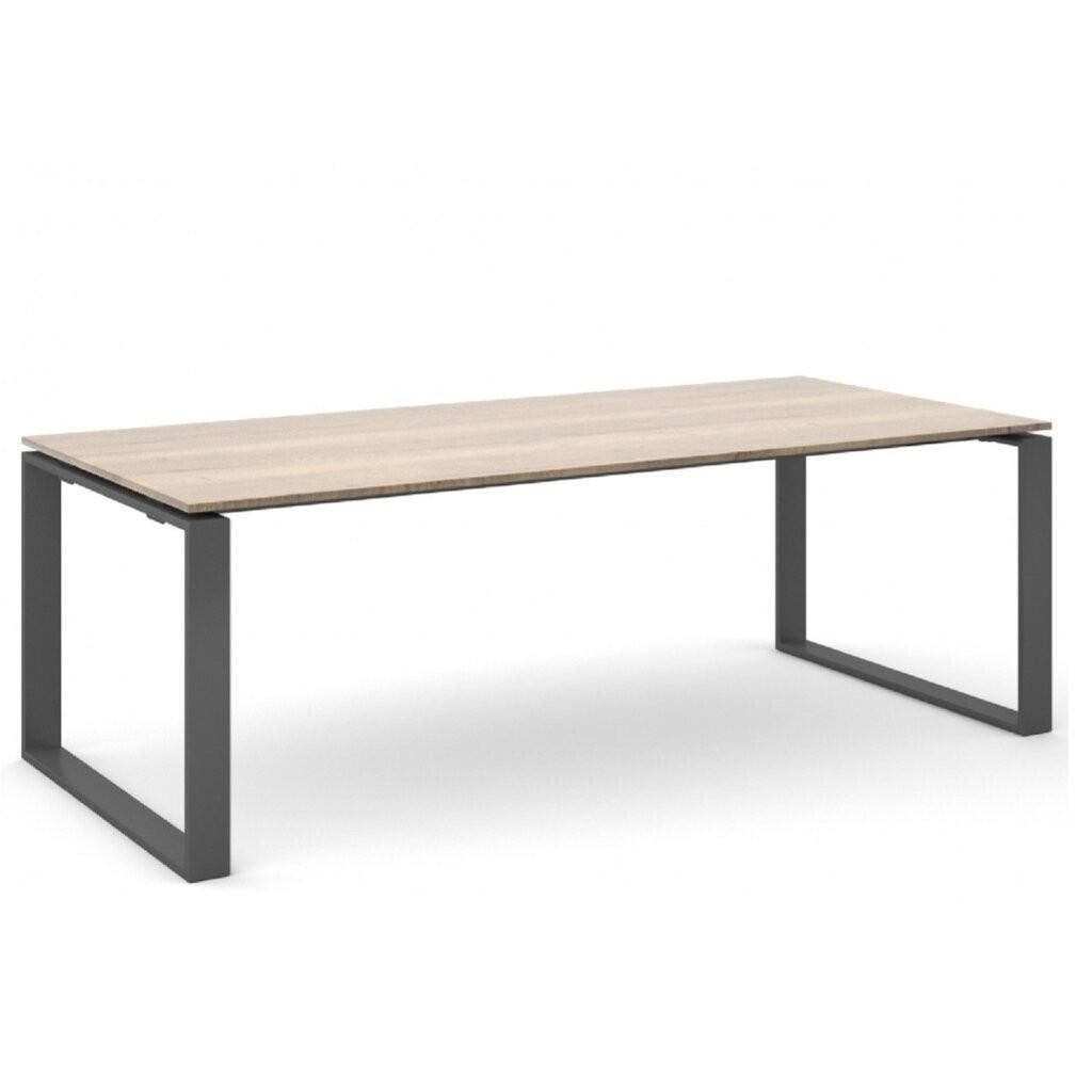 MN Cube Directiebureau Antraciet Natuur Eiken B200xD90, MN, Scandinavisch, Spaanplaat of MDF, Nieuw