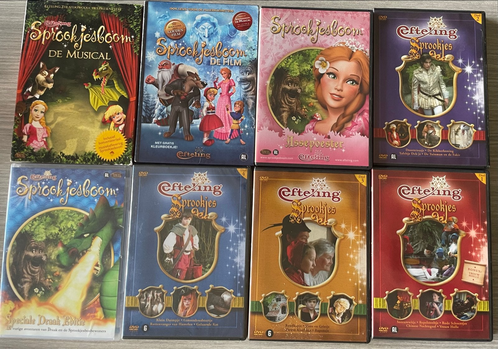Efteling Sprookjesboom DVD Collectie (8 stuks), Gebruikt, Verzamelbox, Alle leeftijden, Familie
