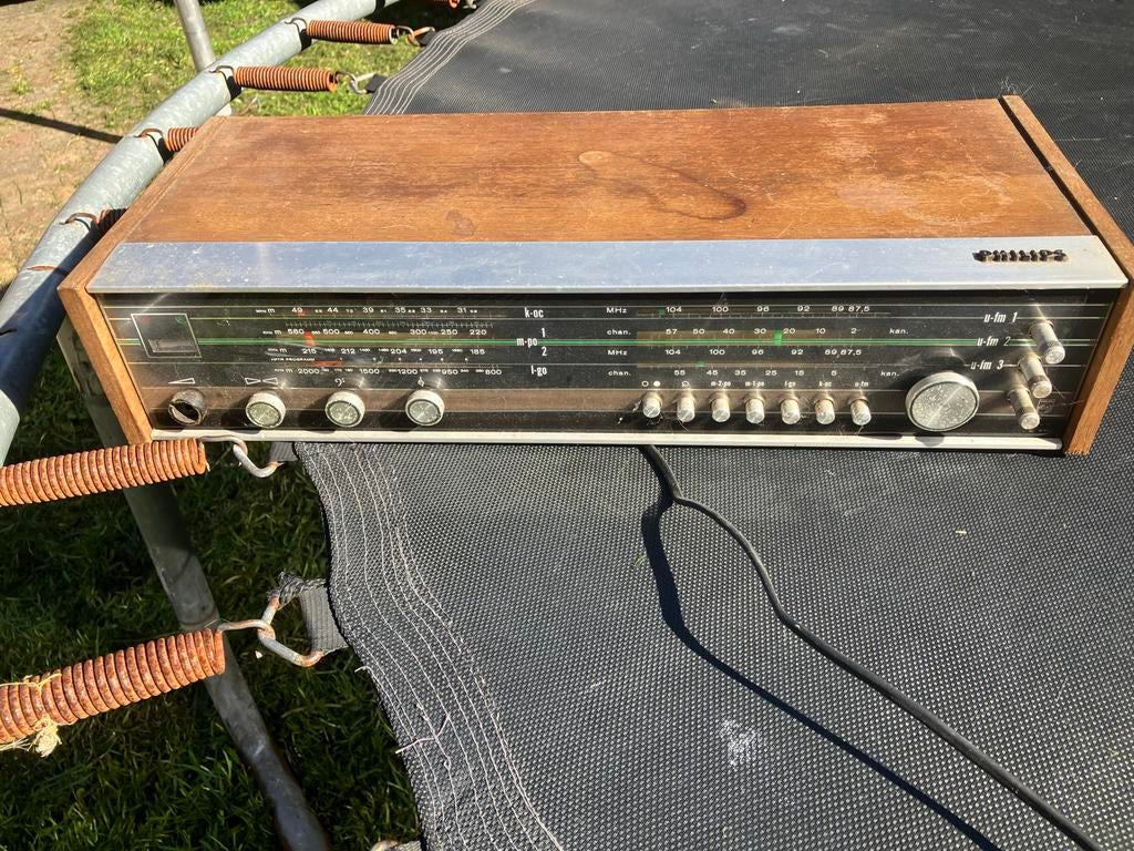 Vintage Philips Radio incl. Boxen - Made in Holland, Audio, Tv en Foto, Radio's, Ophalen, Niet werkend, Radio