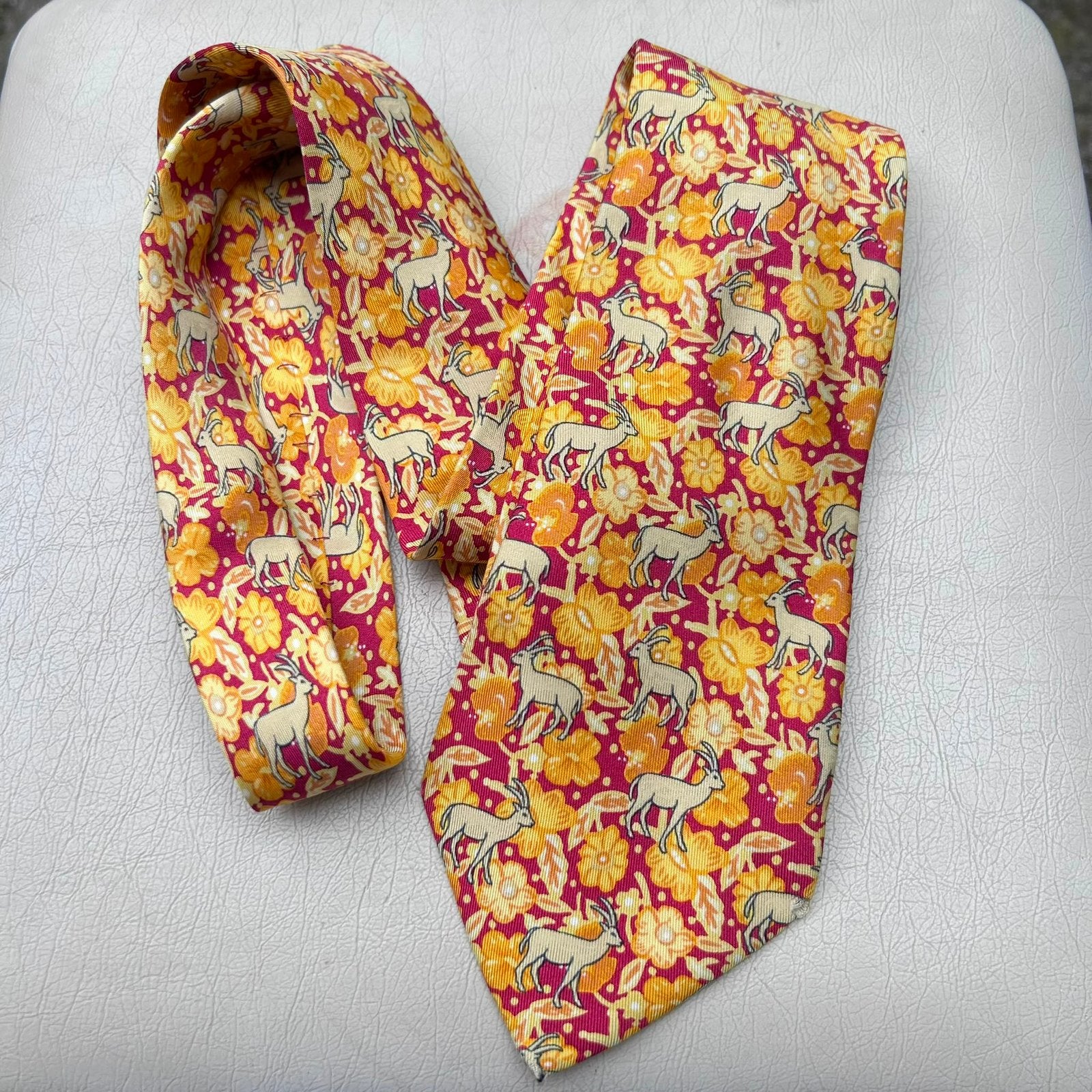 Hermes 7470 HA Stropdas 100% Zijde Made in France, Kleding | Heren, Stropdassen, Ophalen of Verzenden, Zo goed als nieuw, Rood