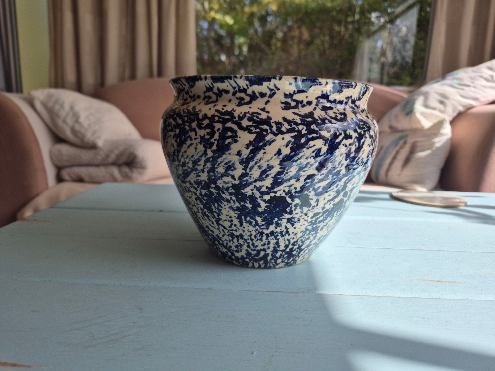 blauw wit pot vaas, Ophalen of Verzenden, Blauw