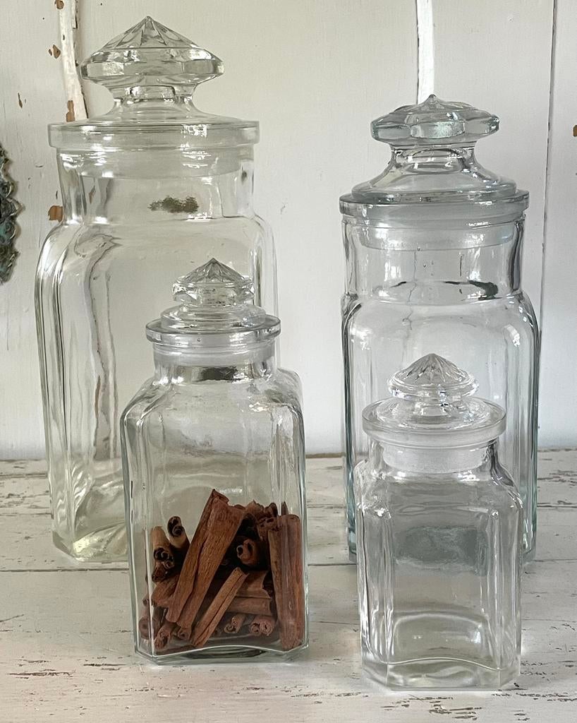 Brocante oude glazen snoeppotten / pot / snoeppot vanaf 15,-, Ophalen of Verzenden