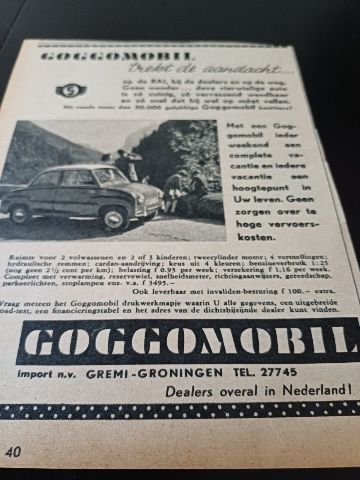 advertentie Goggomobil trekt de aandacht 1957, Ophalen of Verzenden, Zo goed als nieuw, Auto's